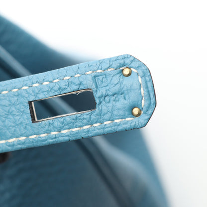 バーキン35 ブルージーン ハンドバッグ トゴ ブルー シルバー金具 □M刻印 エルメス バッグ HERMES