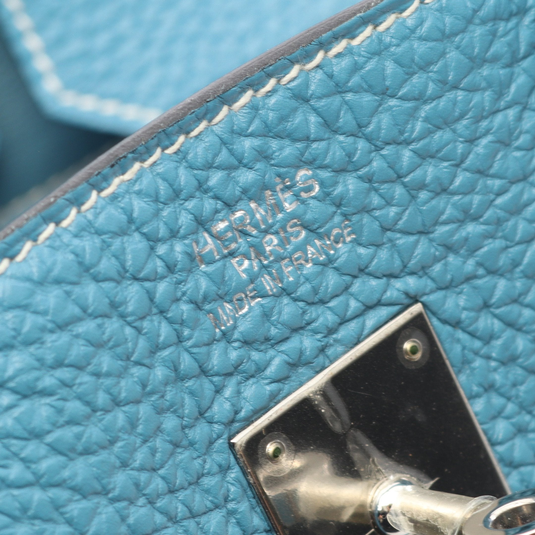 バーキン35 ブルージーン ハンドバッグ トゴ ブルー シルバー金具 □M