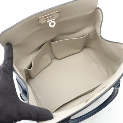 ツールボックス26 ヴェルソ ブルーアガット パールグレー ハンドバッグ エバーカラー ダークブルー シルバー金具 2WAY A刻印 エルメス バッグ HERMES
