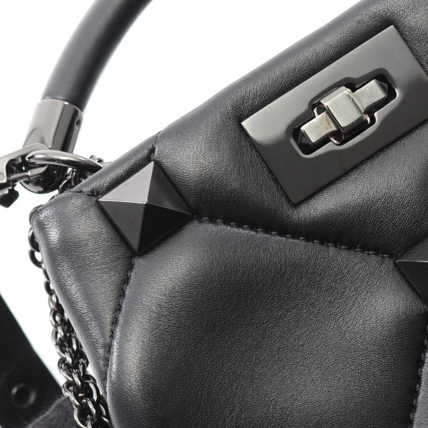 VALENTINOローマンスタッズ 2way ローマンスタッズ ハンドバッグ レザー ブラック 2WAY ヴァレンティノ