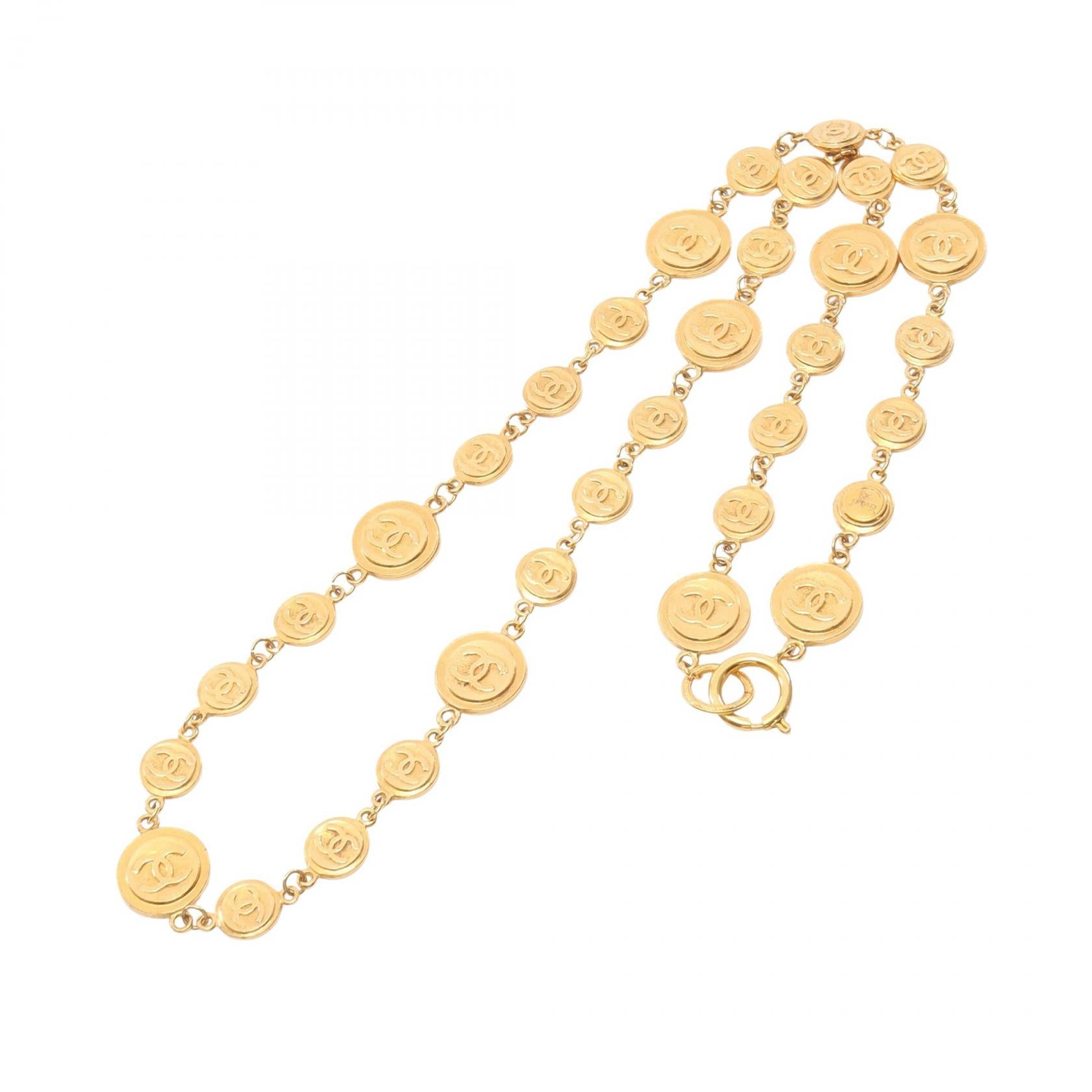 シャネル　ヴィンテージ　ネックレス チャーム　GP ゴールド ココマーク コイン ネックレス GP ゴールド ヴィンテージ