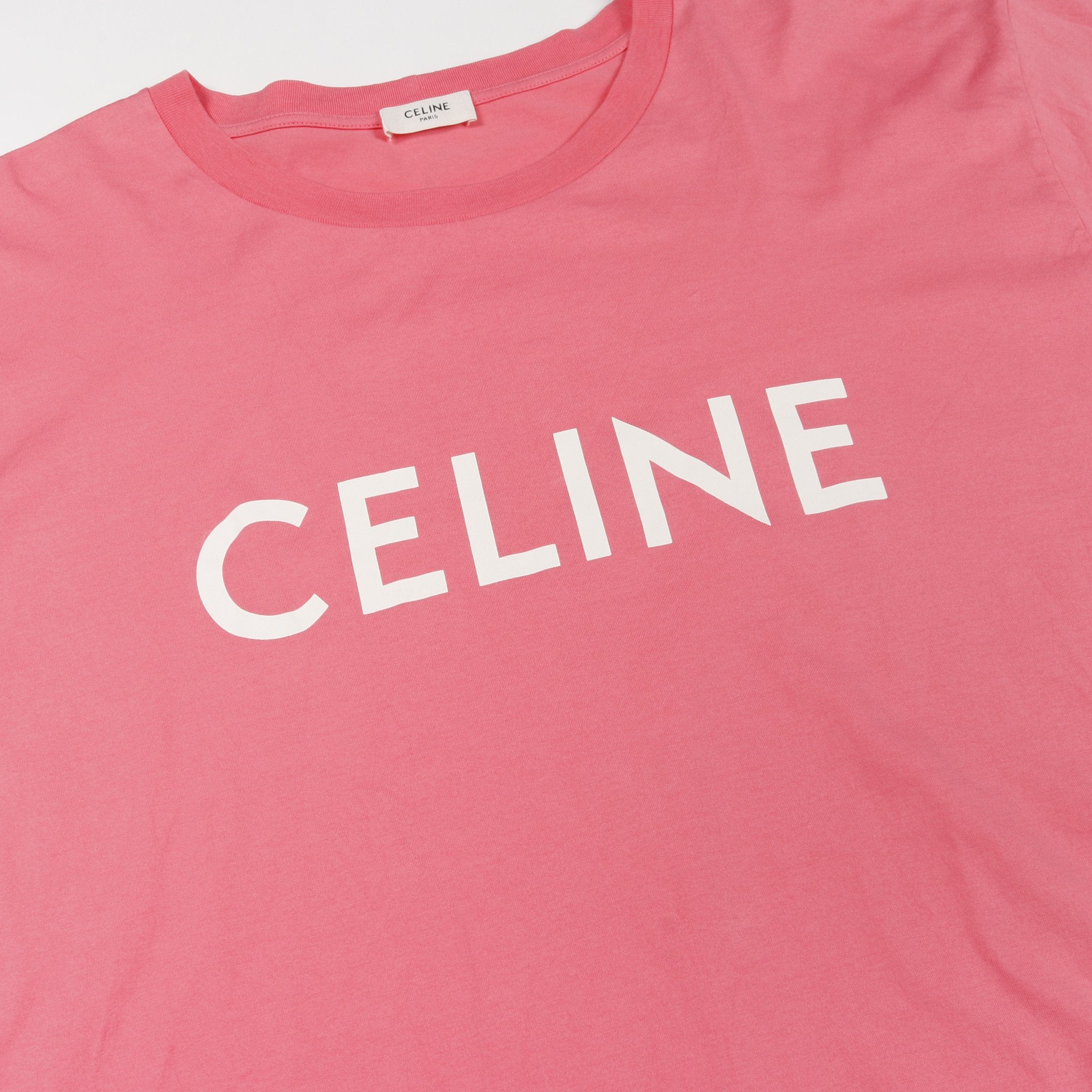 ルーズ Tシャツ ロゴプリント コットン ピンク セリーヌ – RECLO