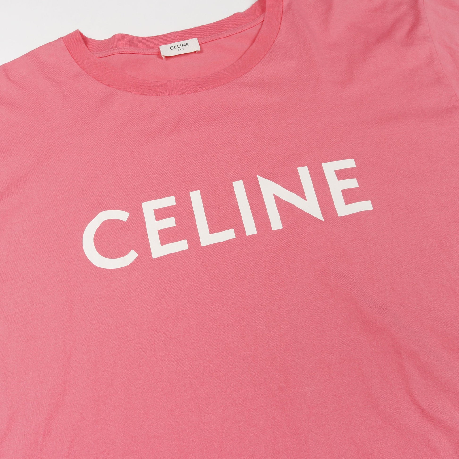 ルーズ Tシャツ ロゴプリント コットン ピンク セリーヌ トップス CELINE