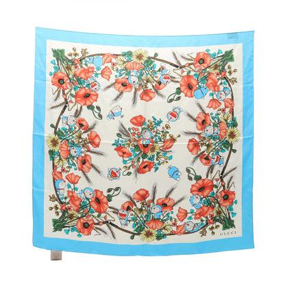 GUCCI × ドラえもん スカーフ 花柄 シルク ライトブルー マルチカラー グッチ 財布・小物 GUCCI