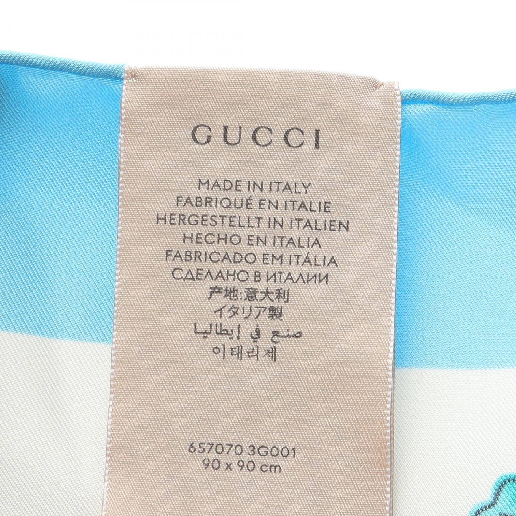 GUCCI × ドラえもん スカーフ 花柄 シルク ライトブルー マルチカラー グッチ 財布・小物 GUCCI