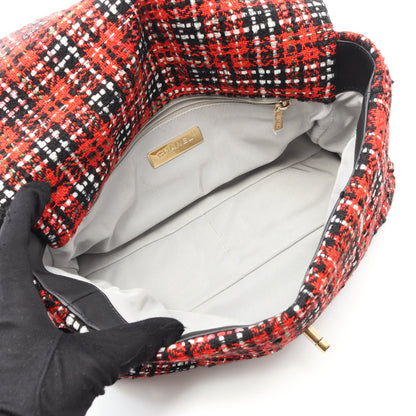 19 ディズヌフ マトラッセ チェーンショルダーバッグ ツイード レザー レッド ブラック コンビ金具 シャネル バッグ CHANEL