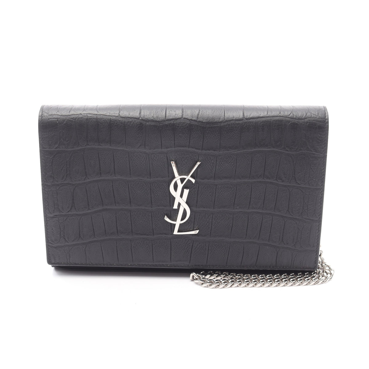 YSL モノグラム チェーンウォレット レザー ブラック サンローランパリ 