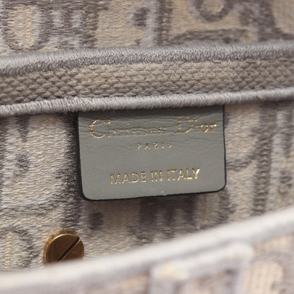サドルバッグ オブリーク エンブロイダリー ハンドバッグ キャンバス ライトグレー クリスチャンディオール バッグ Christian Dior