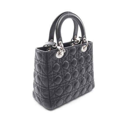 LADY DIOR レディディオール カナージュ ハンドバッグ レザー ブラック 2WAY クリスチャンディオール バッグ Christian Dior