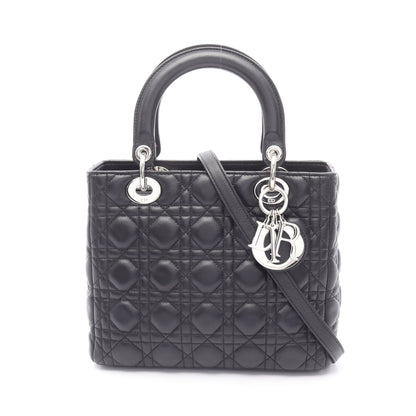 LADY DIOR レディディオール カナージュ ハンドバッグ レザー ブラック 2WAY クリスチャンディオール バッグ Christian Dior
