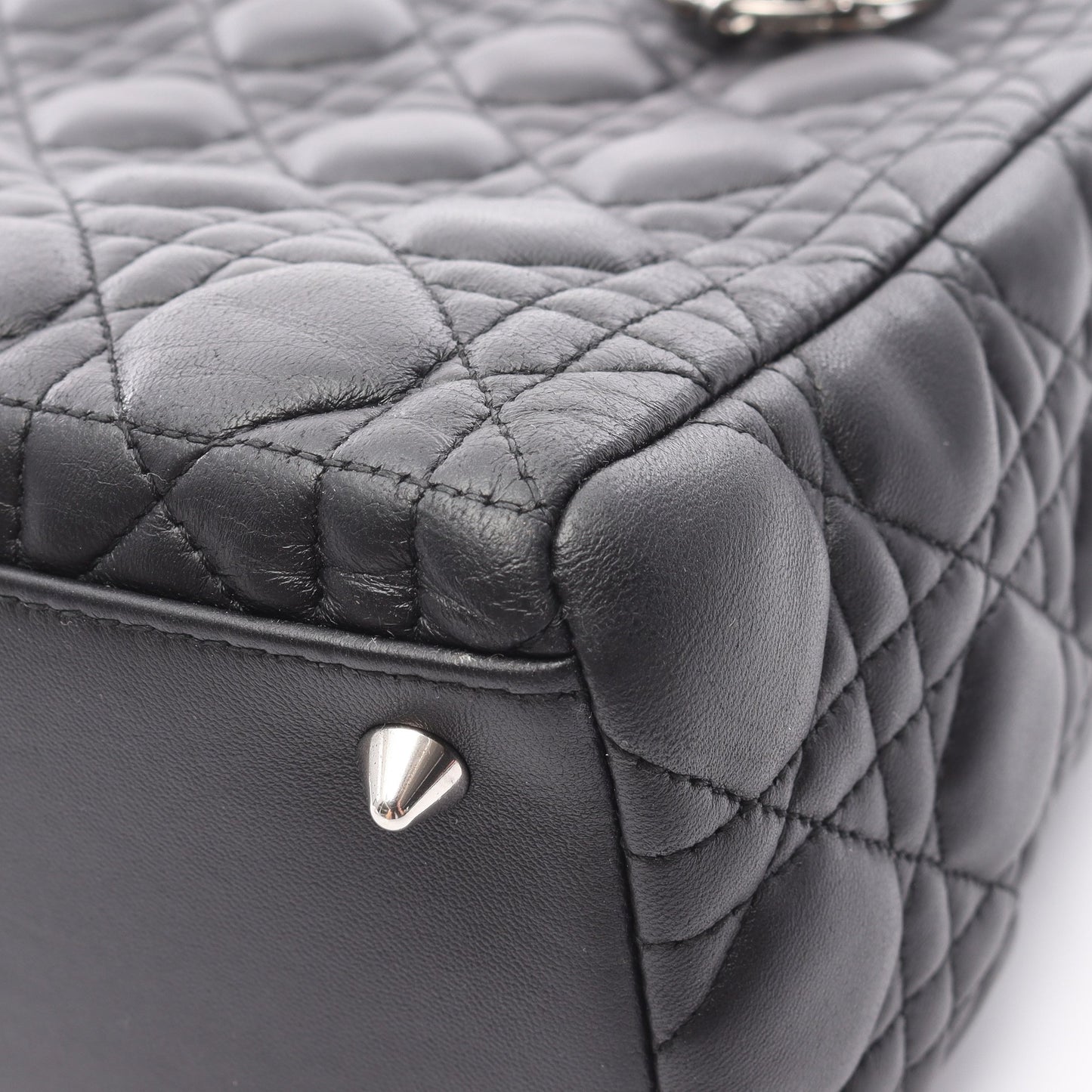 LADY DIOR レディディオール カナージュ ハンドバッグ レザー ブラック 2WAY クリスチャンディオール バッグ Christian Dior