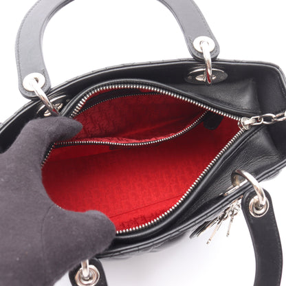 LADY DIOR レディディオール カナージュ ハンドバッグ レザー ブラック 2WAY クリスチャンディオール バッグ Christian Dior