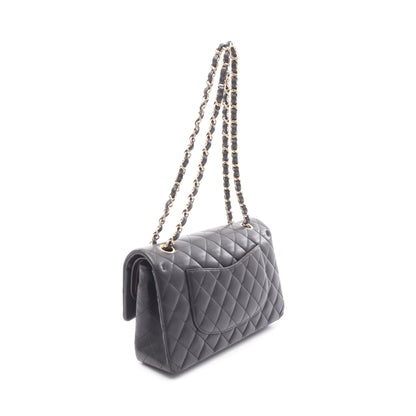 マトラッセ ダブルフラップ Wチェーンショルダーバッグ ラムスキン ブラック ゴールド金具 シャネル バッグ CHANEL