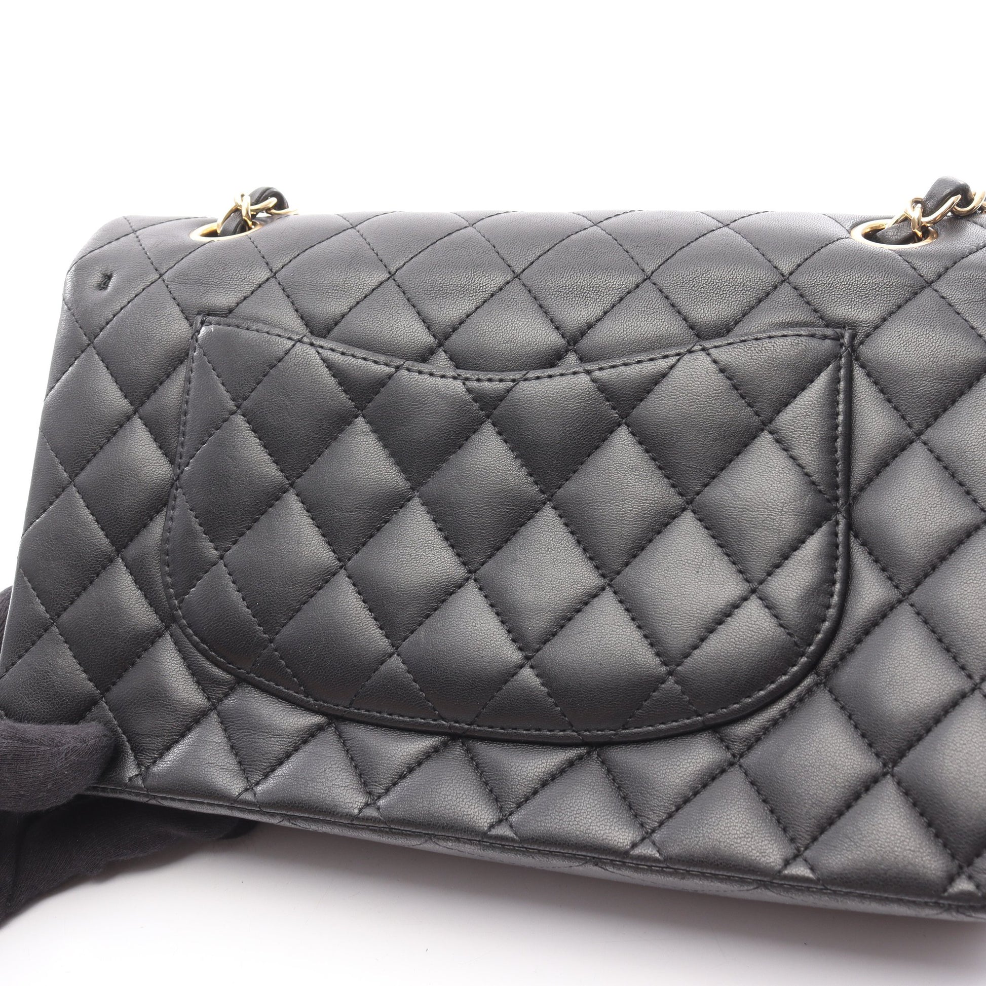 マトラッセ ダブルフラップ Wチェーンショルダーバッグ ラムスキン ブラック ゴールド金具 シャネル バッグ CHANEL