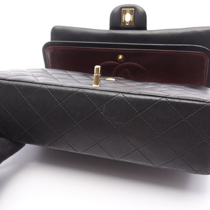 マトラッセ ダブルフラップ Wチェーンショルダーバッグ ラムスキン ブラック ゴールド金具 シャネル バッグ CHANEL