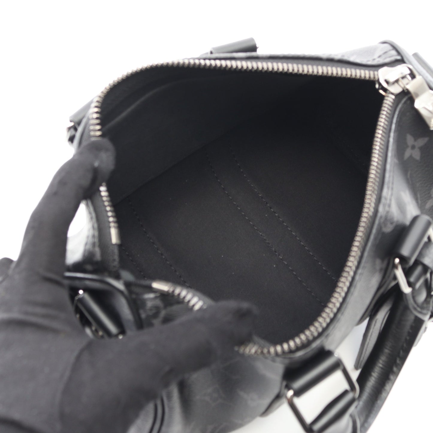 キーポル バンドリエール 25 モノグラムエクリプス ハンドバッグ PVC レザー ブラック グレー 2WAY ルイヴィトン バッグ LOUIS VUITTON
