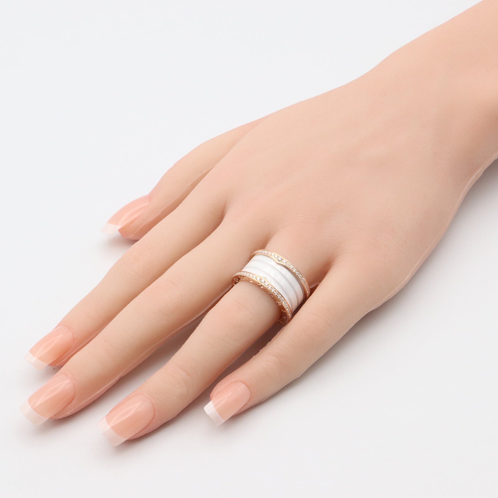 BVLGARI セラミック 三連リング　【配送可】 B-zero1 リング セラミック 3バンド リング 指輪 K18PG（ピンク