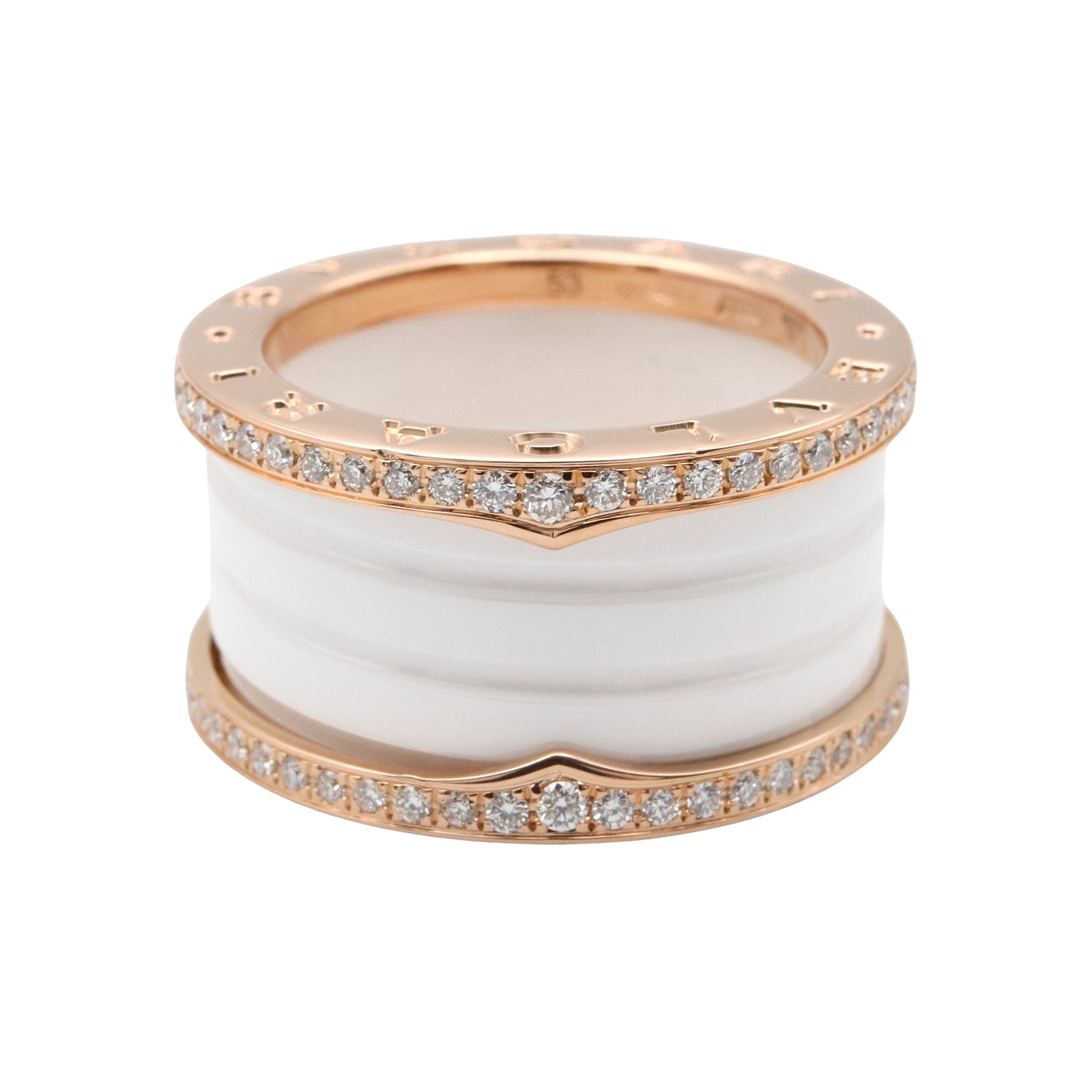 BVLGARI セラミック 三連リング　【配送可】 B-zero1 リング セラミック 3バンド リング 指輪 K18PG（ピンク