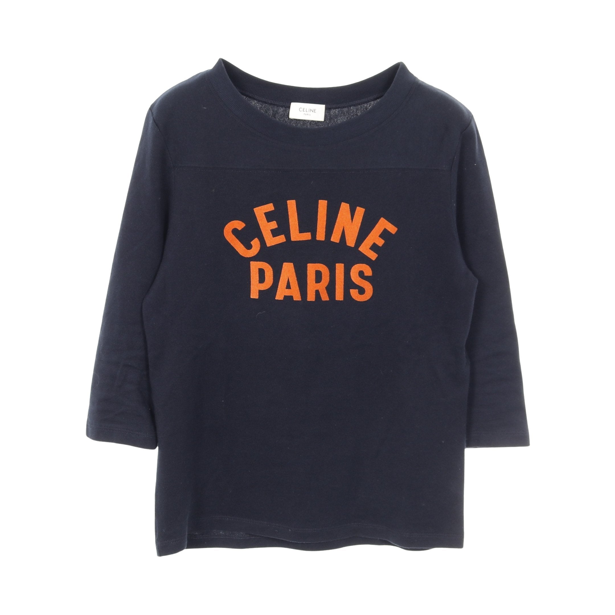 CELINE ネイビー ロゴ Tシャツ Tシャツ カットソー 七分袖 フロッキー