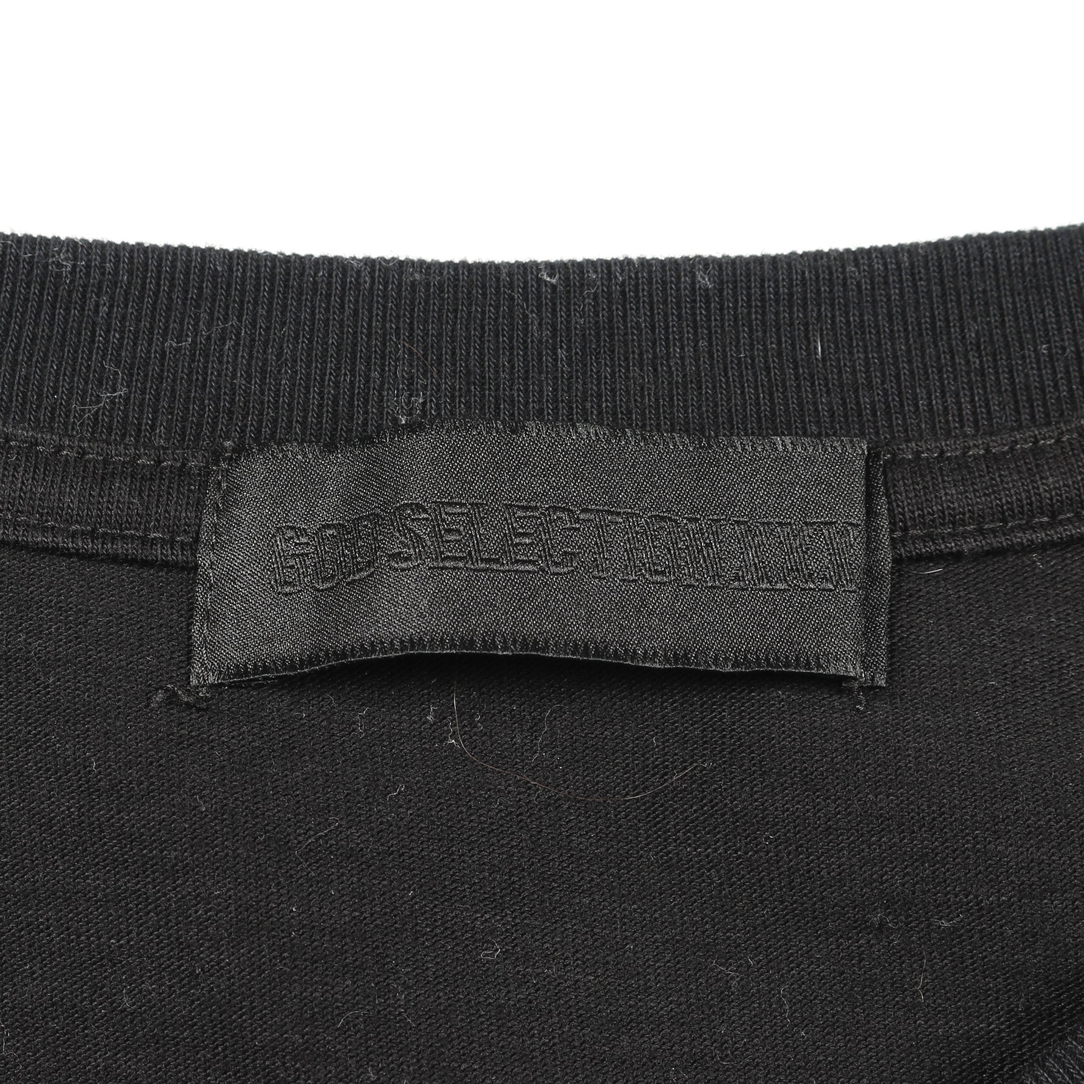 Tシャツ クルーネック プリント コットン ブラック ゴッドセレクション