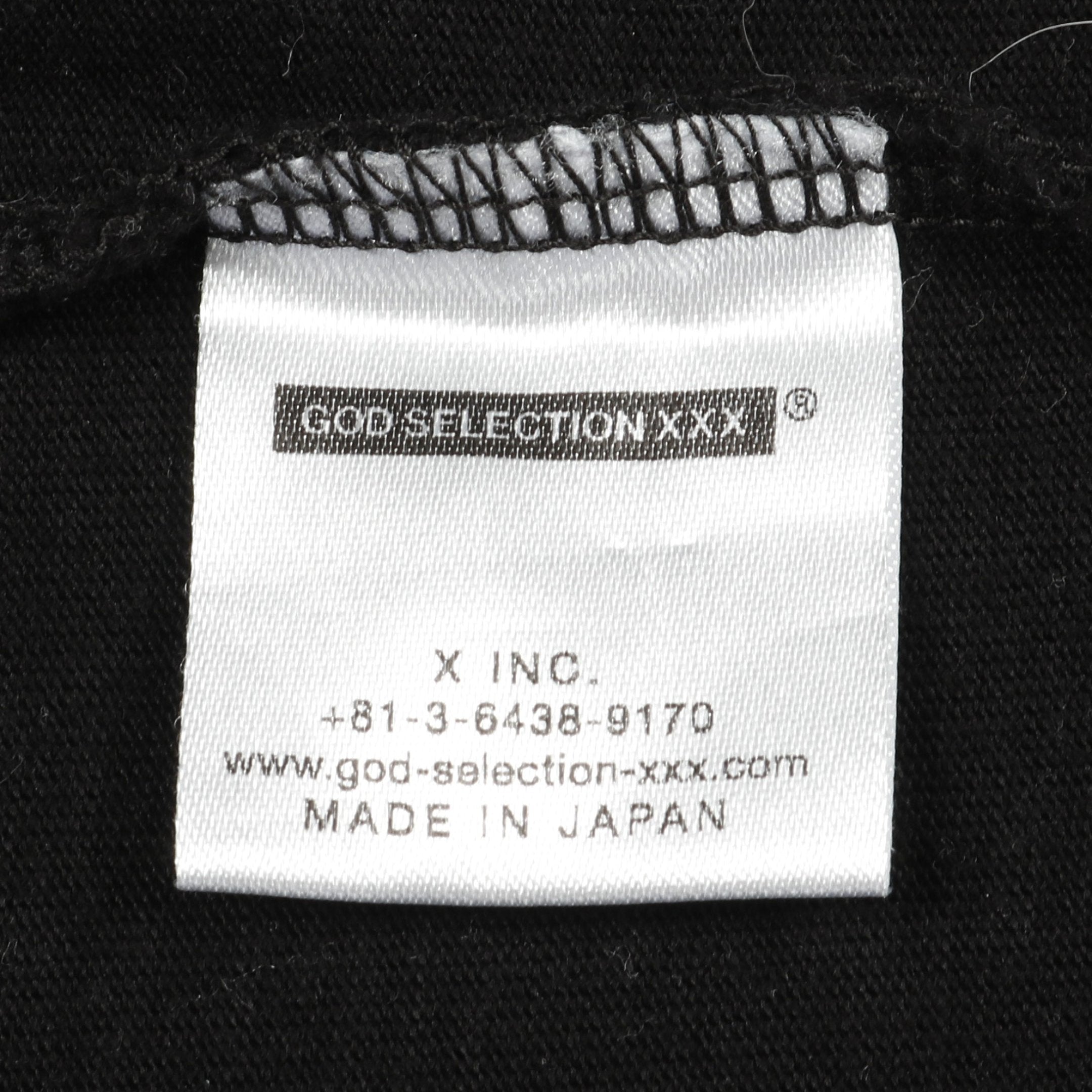 Tシャツ クルーネック プリント コットン ブラック ゴッドセレクション