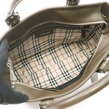 ハンドバッグ レザー ダークブラウン バーバリー バッグ BURBERRY