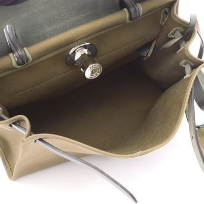 エールバッグジップPM ハンドバッグ ヴァッシュハンター トワルオフィシエ カーキグリーン ブラック シルバー金具 2WAY Y刻印 エルメス バッグ HERMES