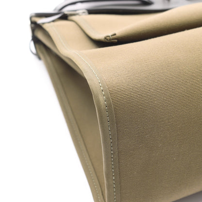 エールバッグジップPM ハンドバッグ ヴァッシュハンター トワルオフィシエ カーキグリーン ブラック シルバー金具 2WAY Y刻印 エルメス バッグ HERMES