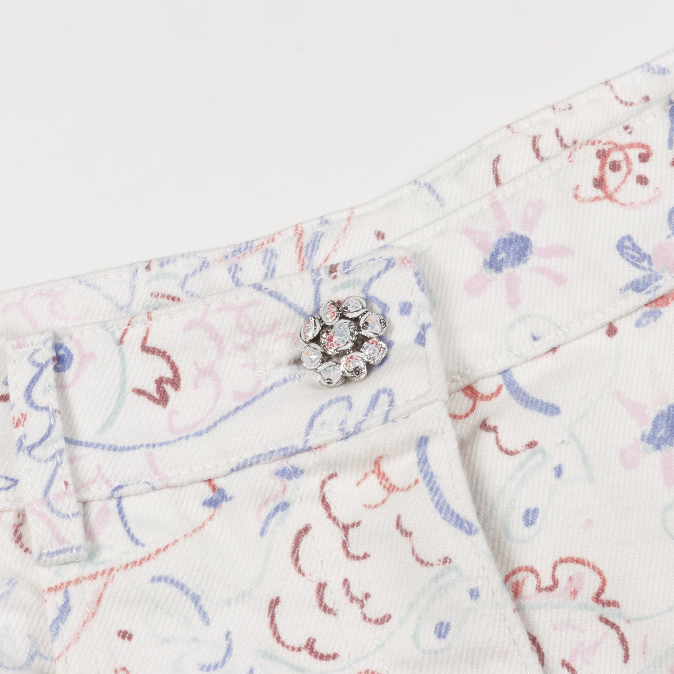 マリンプリント ウォッシュドジーンズ デニムパンツ ワイドパンツ