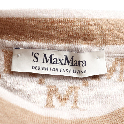 PORTICI ニット クルーネック 半袖 総柄 ウール ベージュ エスマックスマーラ トップス S Max Mara