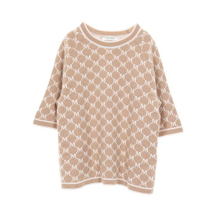 PORTICI ニット クルーネック 半袖 総柄 ウール ベージュ エスマックスマーラ トップス S Max Mara