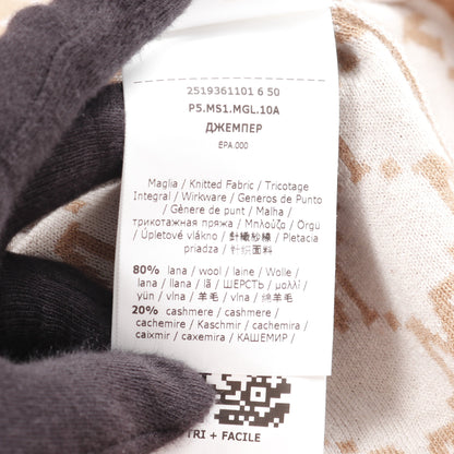 PORTICI ニット クルーネック 半袖 総柄 ウール ベージュ エスマックスマーラ トップス S Max Mara