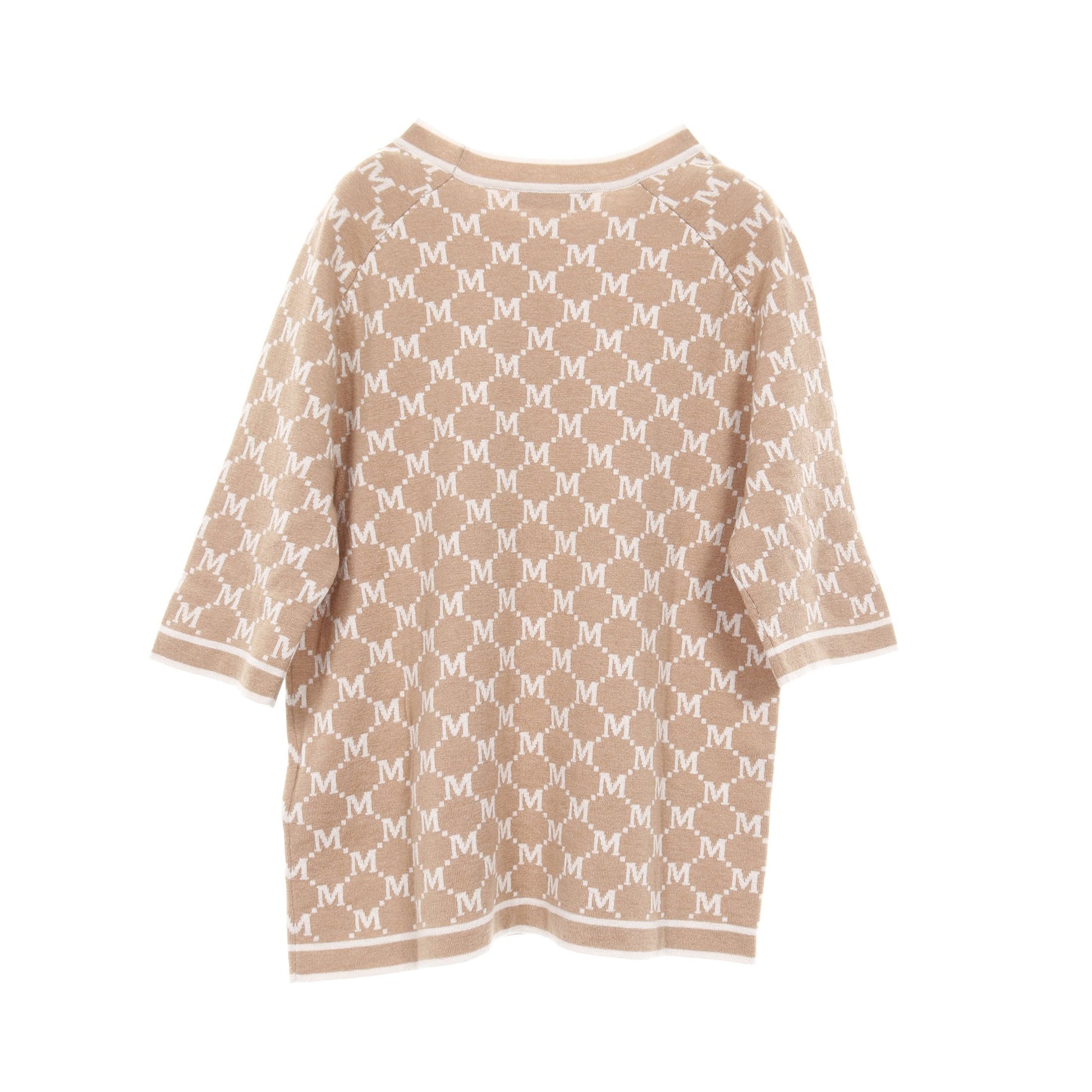PORTICI ニット クルーネック 半袖 総柄 ウール ベージュ エスマックスマーラ トップス S Max Mara