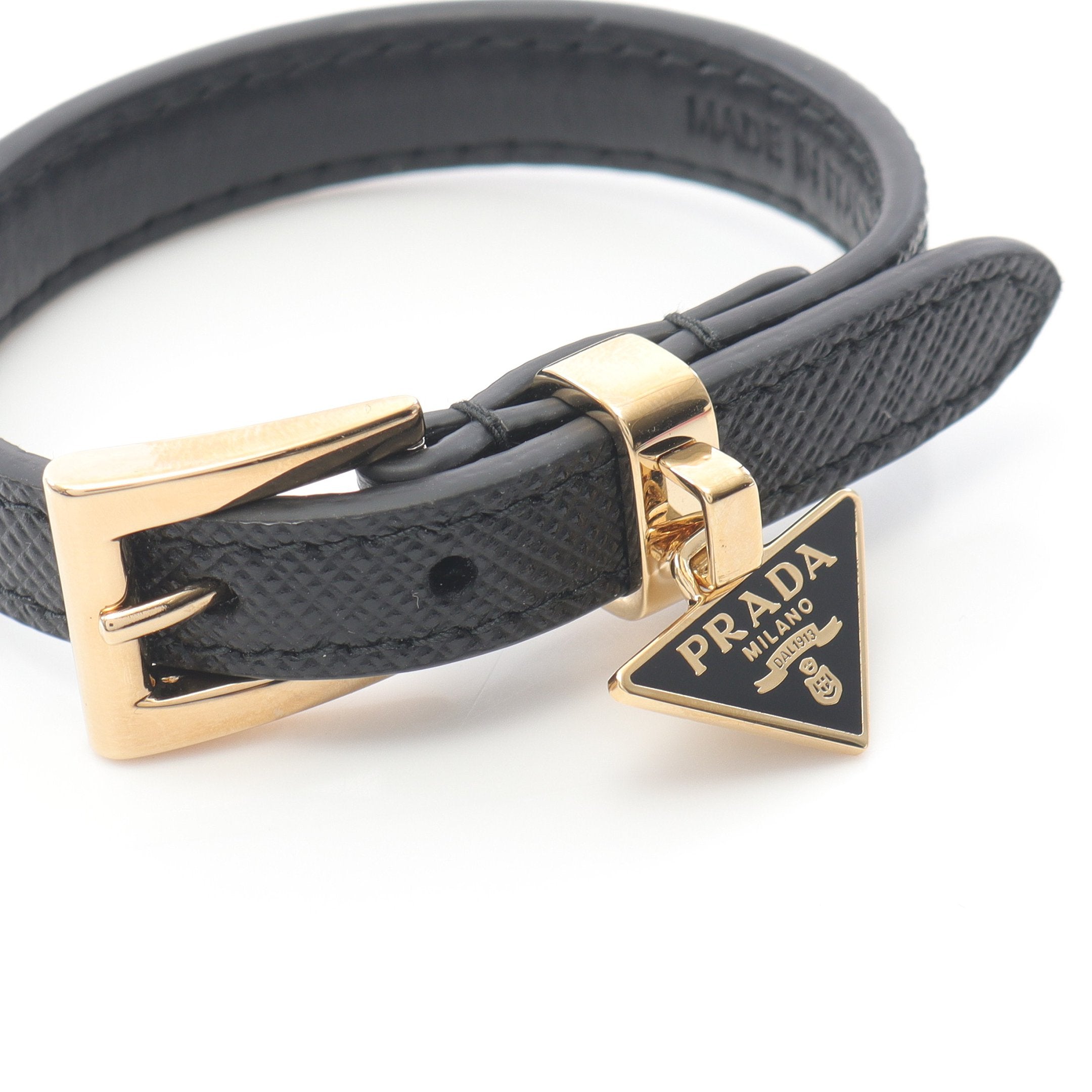 トライアングルロゴ ブレスレット GP サフィアーノレザー ゴールド