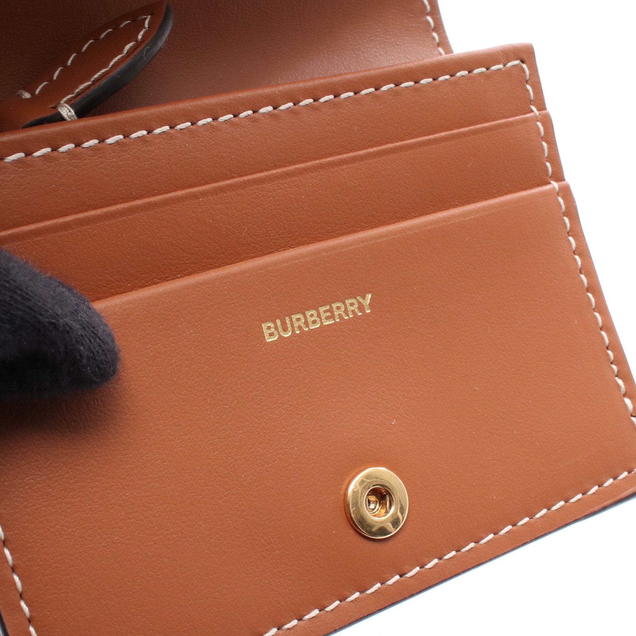 二つ折り財布 チェック PVC レザー ベージュ ブラウン マルチカラー