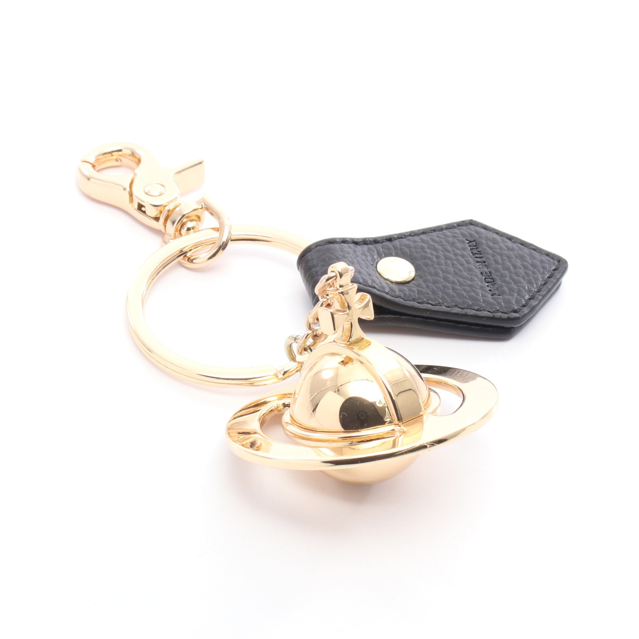 オーブ キーホルダー バッグチャーム GP レザー ゴールド ブラック