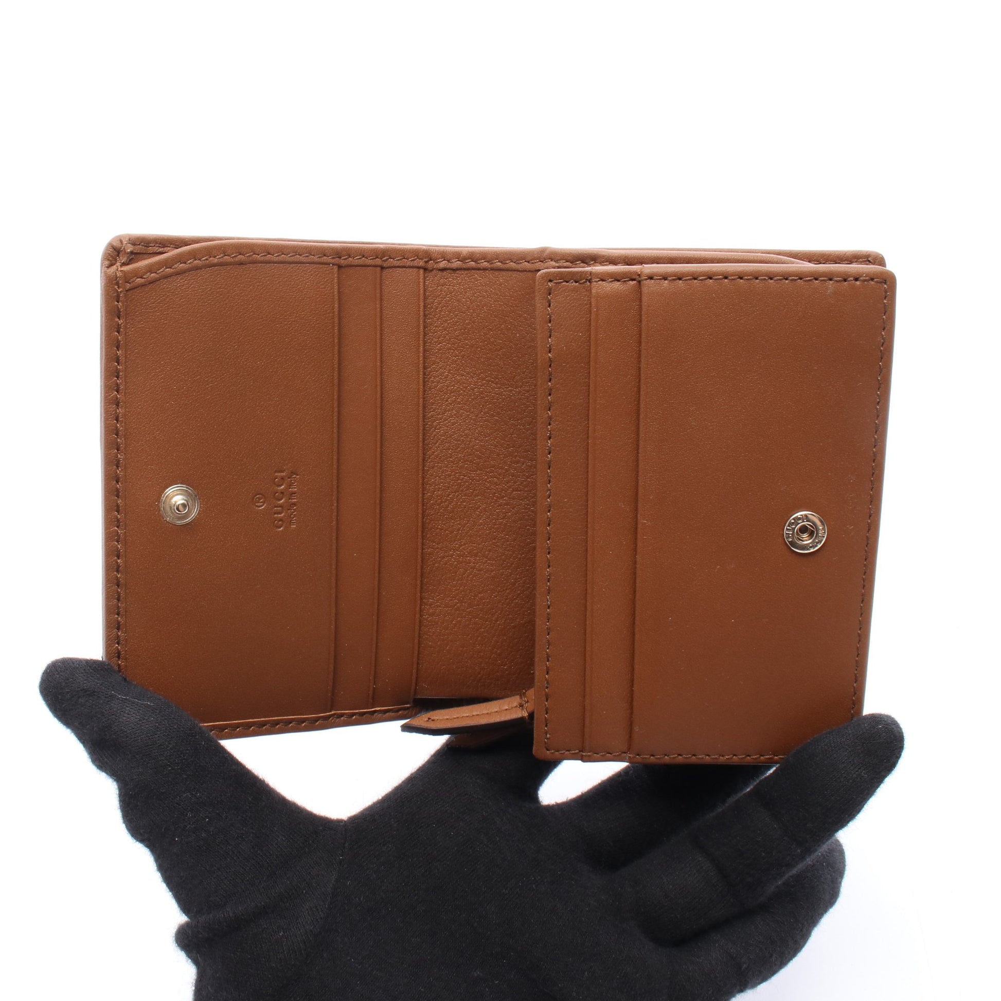 GGエンブレム スモールウォレット 二つ折り財布 PVC レザー ベージュ  