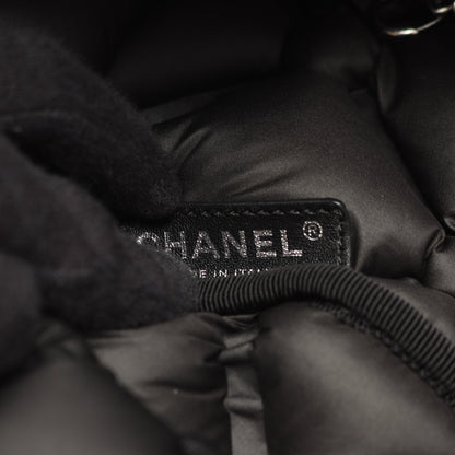 バブルキルト Wチェーンショルダーバッグ ラムスキン ダークブルー シルバー金具 シャネル バッグ CHANEL