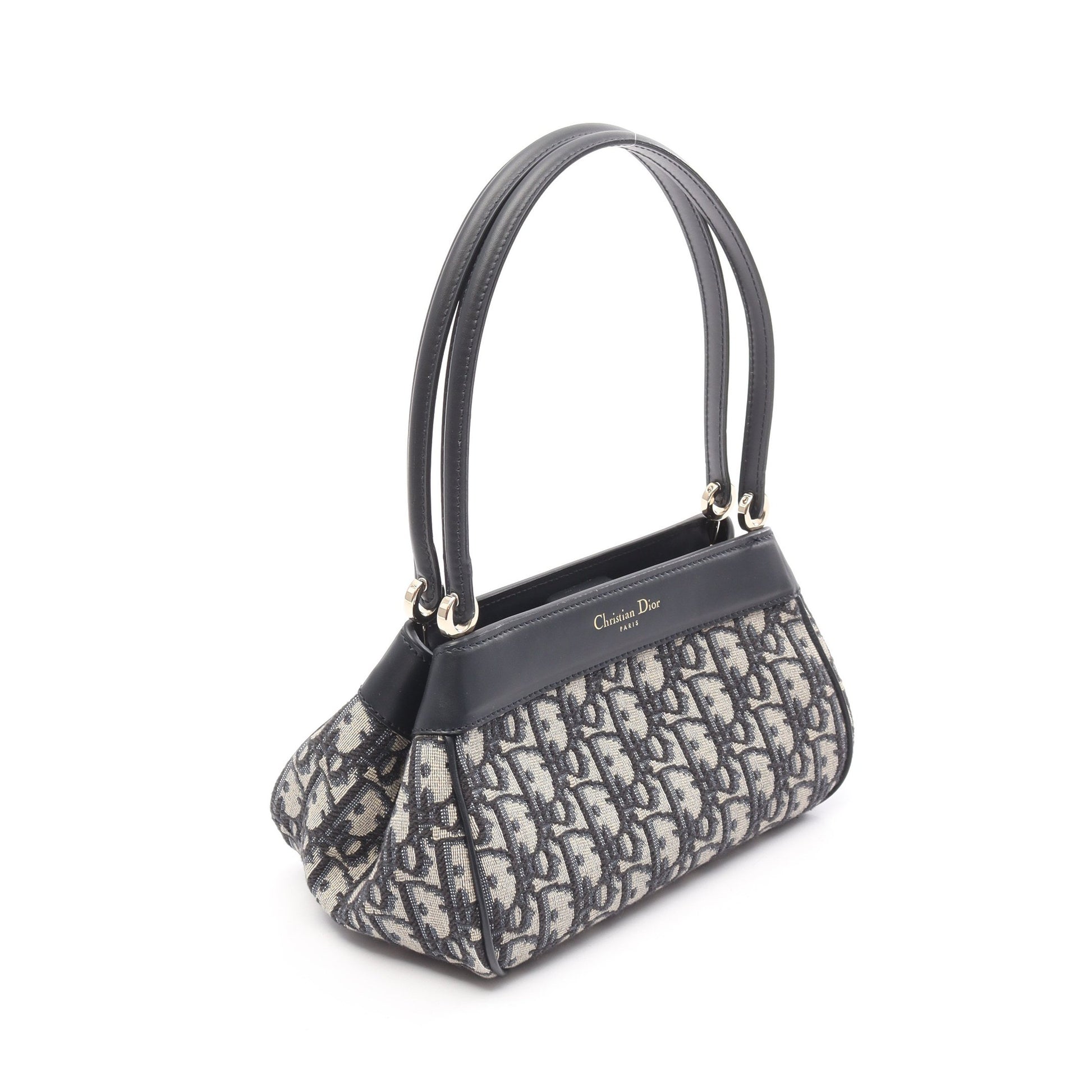 オブリーク キー Key ハンドバッグ キャンバス レザー ネイビー ベージュ クリスチャンディオール バッグ Christian Dior