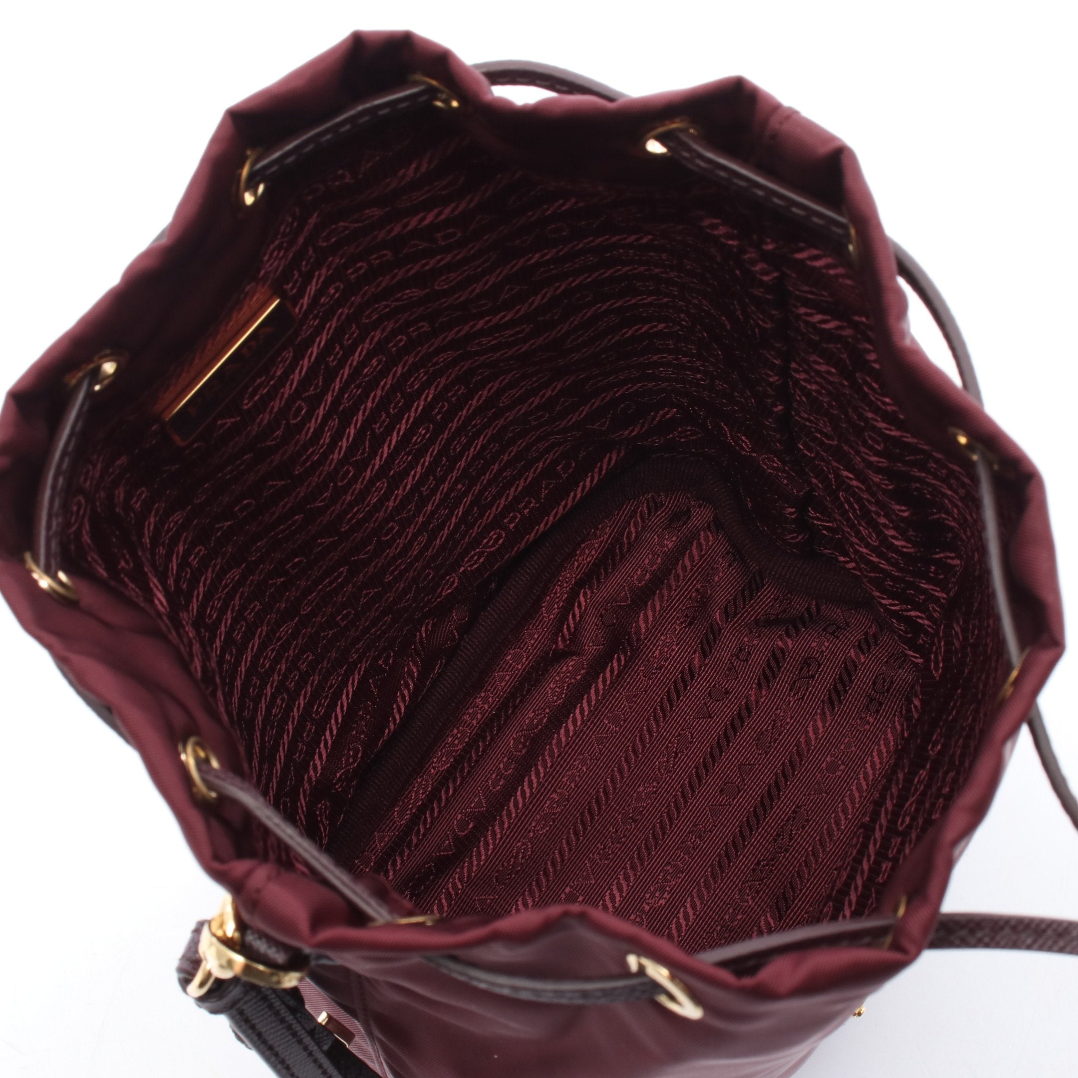 Re-Nylon ポーチ ナイロン レザー ボルドー プラダ – RECLO