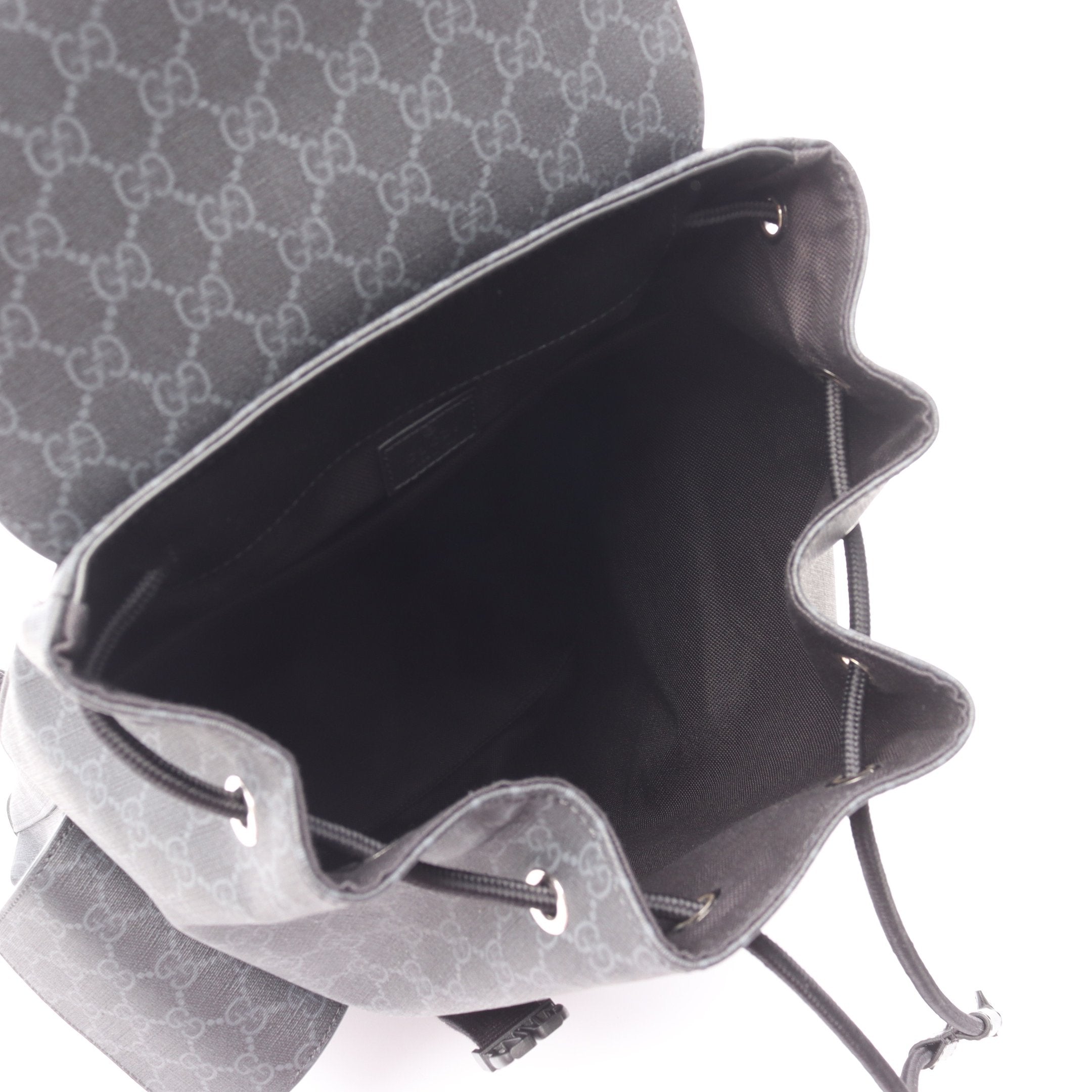 GUCCI リュック・バックパック グレー/ブラック GGブラック ラージ バックパック リュックサック PVC レザー ブラック