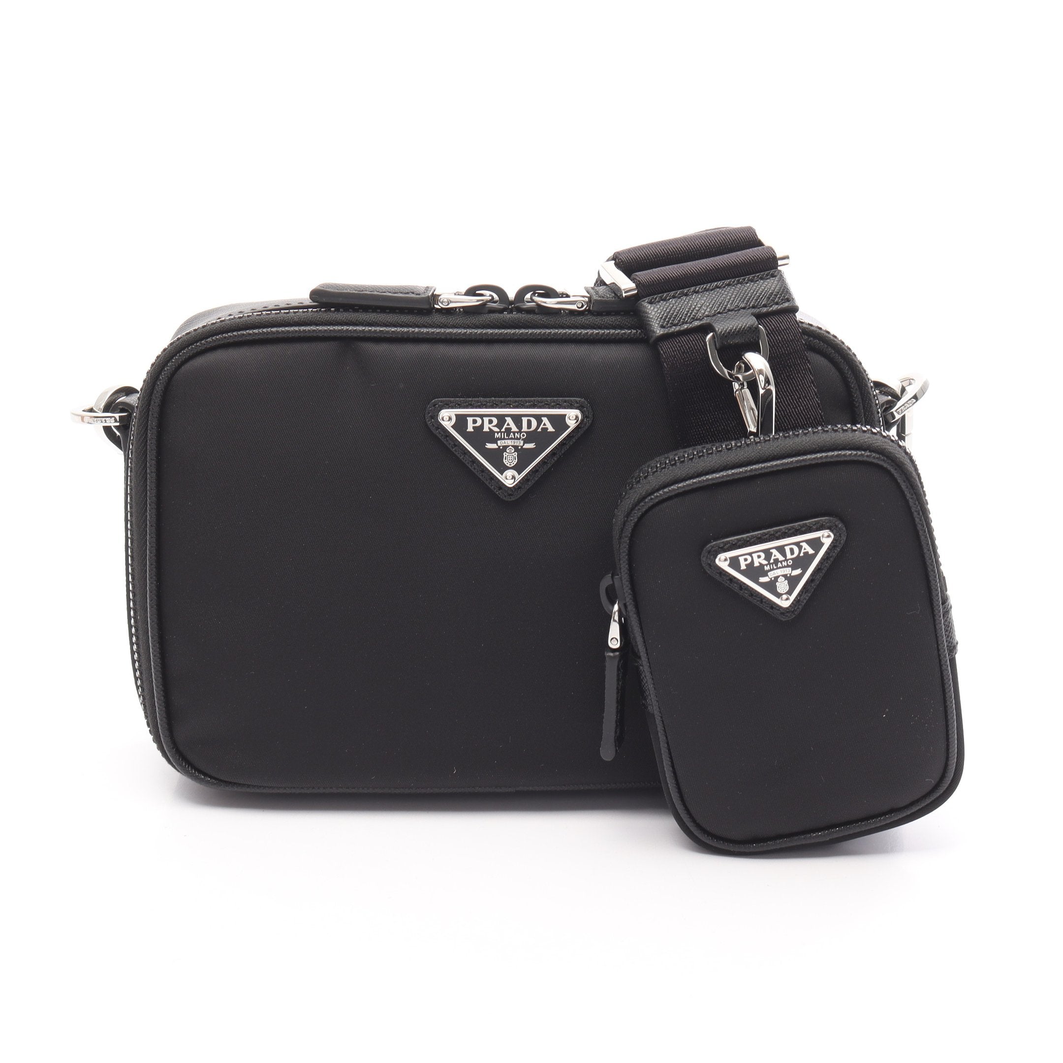 ブリック ショルダーバッグ ナイロン サフィアーノレザー ブラック