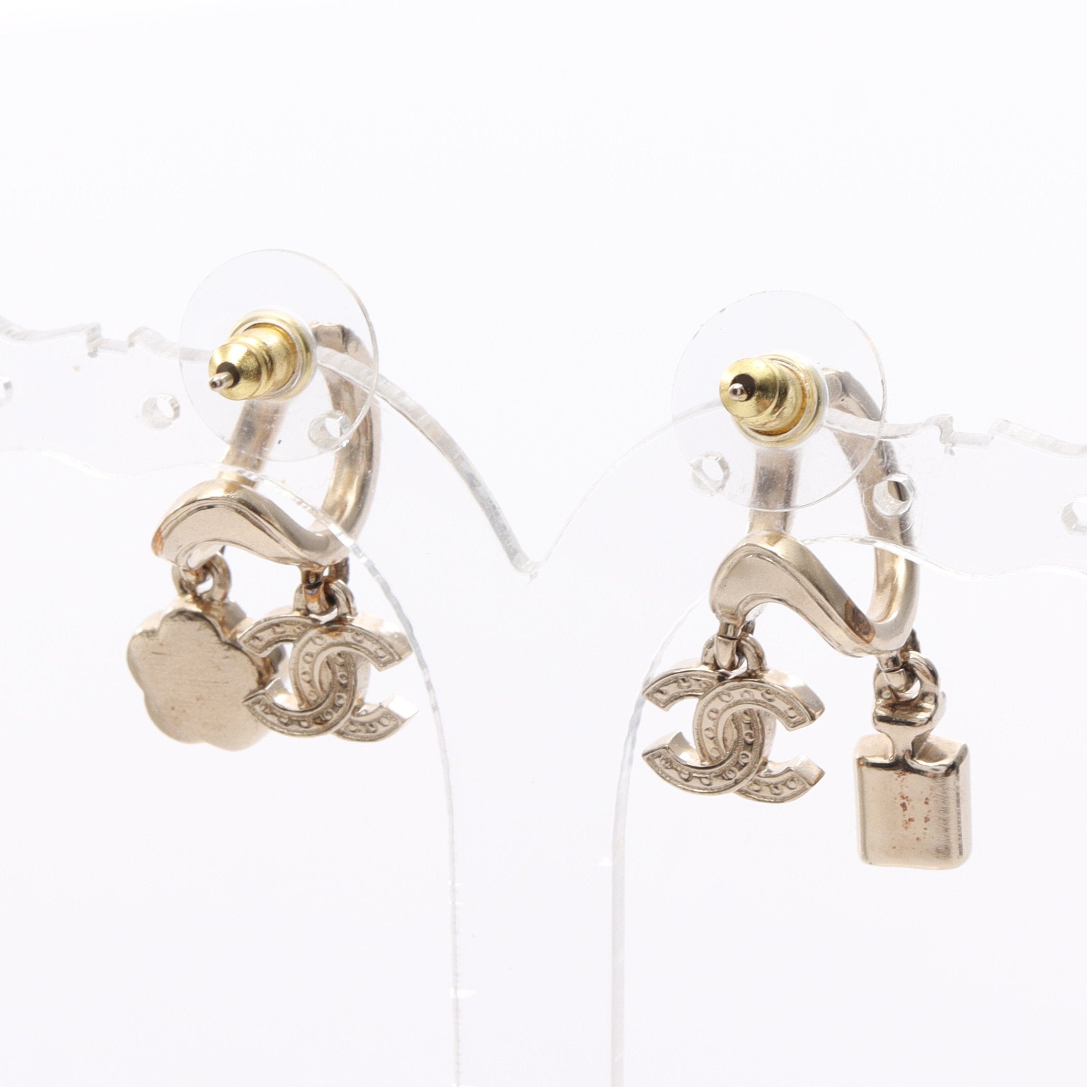 ココマーク フラワー フープ ピアス GP ラインストーン ゴールド B25P