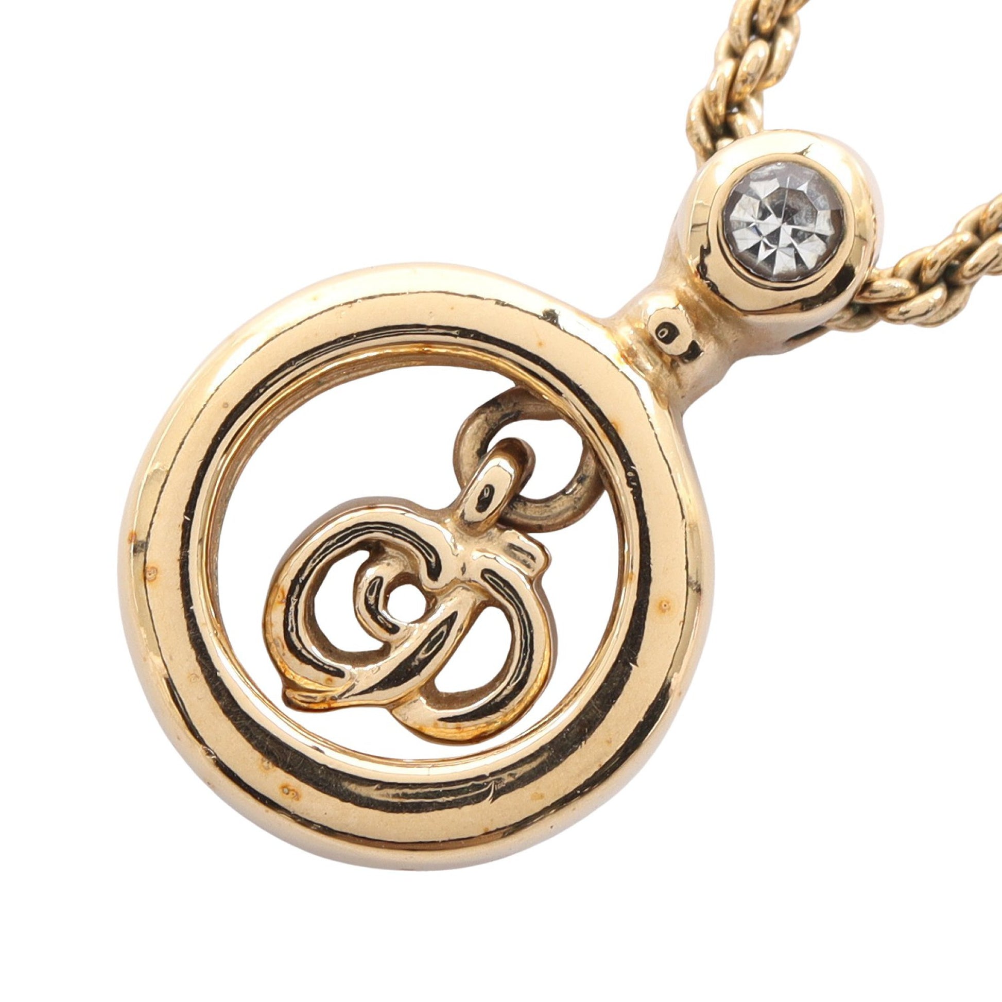 CDロゴ ネックレス GP ラインストーン ゴールド クリスチャン  