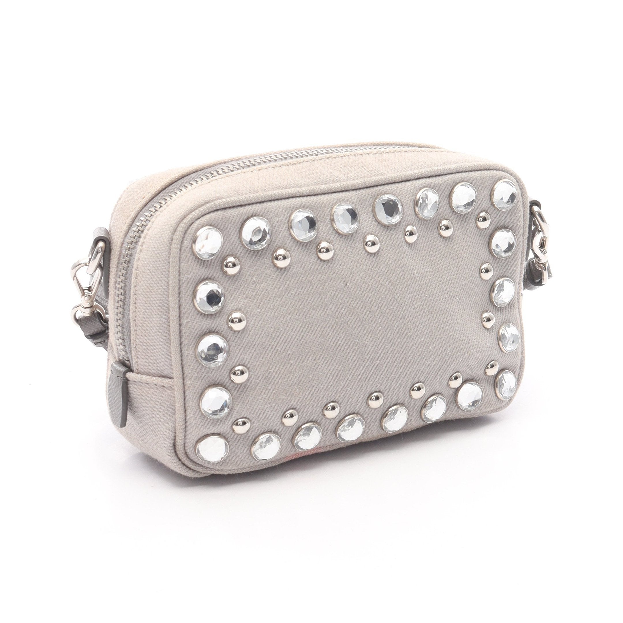 ショルダーバッグ キャンバス サフィアーノレザー グレー