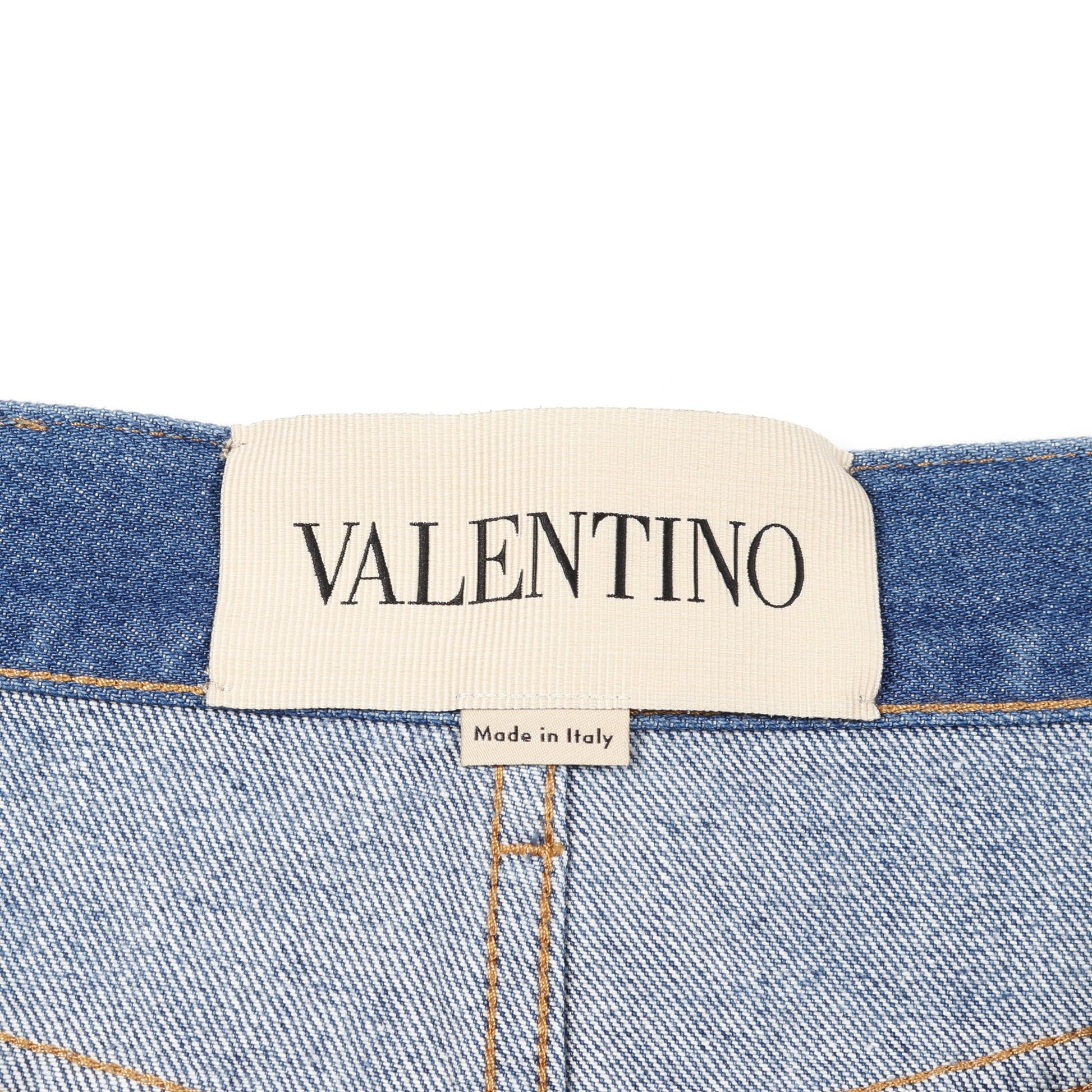 ミニ フレア デニムスカート コットン ブルー ヴァレンティノ ボトムス VALENTINO