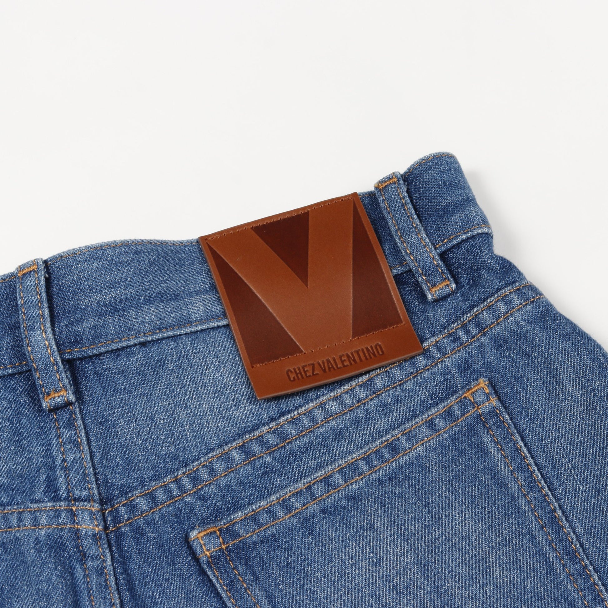 ミニ フレア デニムスカート コットン ブルー ヴァレンティノ ボトムス VALENTINO