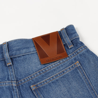 ミニ フレア デニムスカート コットン ブルー ヴァレンティノ ボトムス VALENTINO