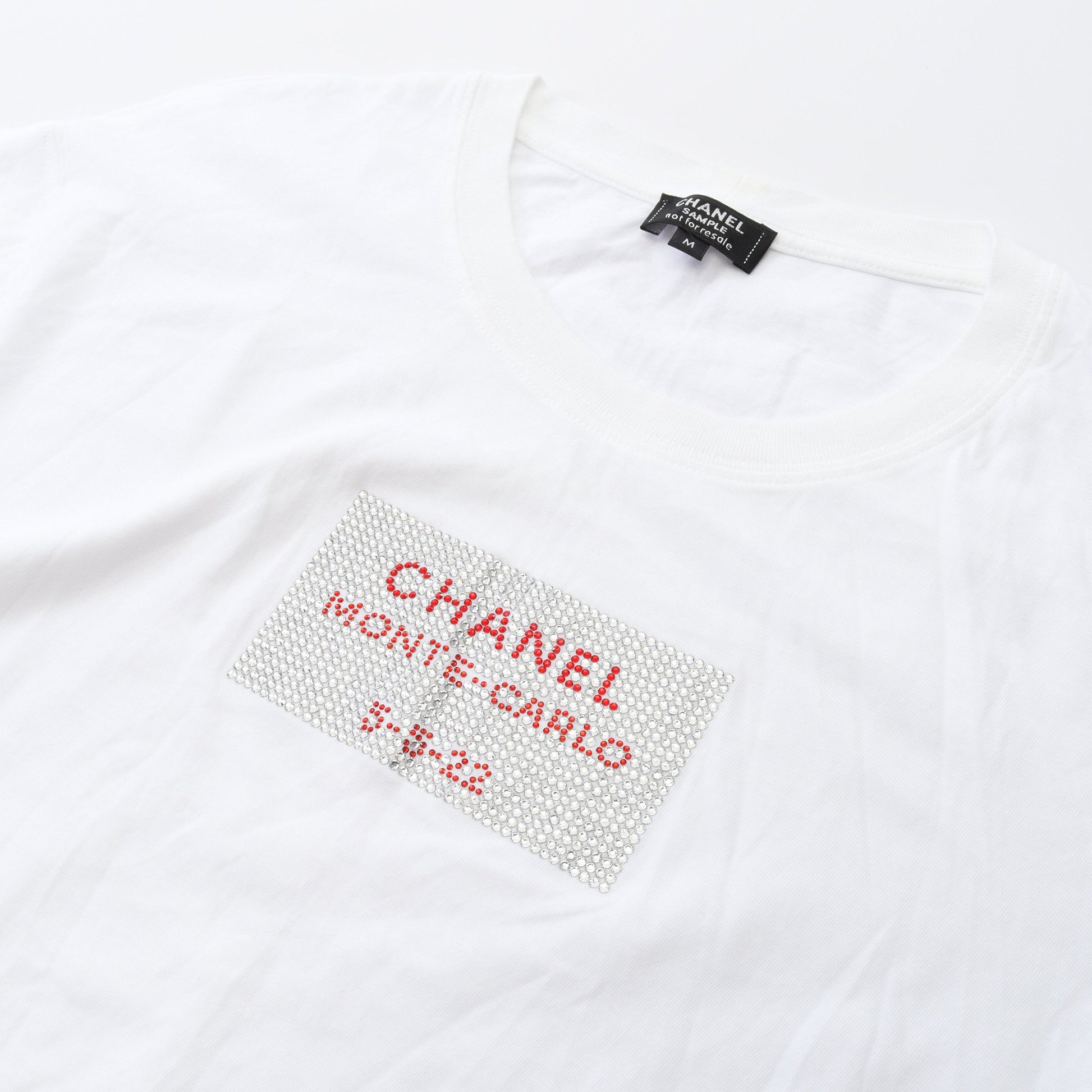 モンテカルロ Tシャツ クルーネック 半袖 コットン ホワイト ラインストーン シャネル トップス CHANEL