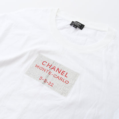 モンテカルロ Tシャツ クルーネック 半袖 コットン ホワイト ラインストーン シャネル トップス CHANEL